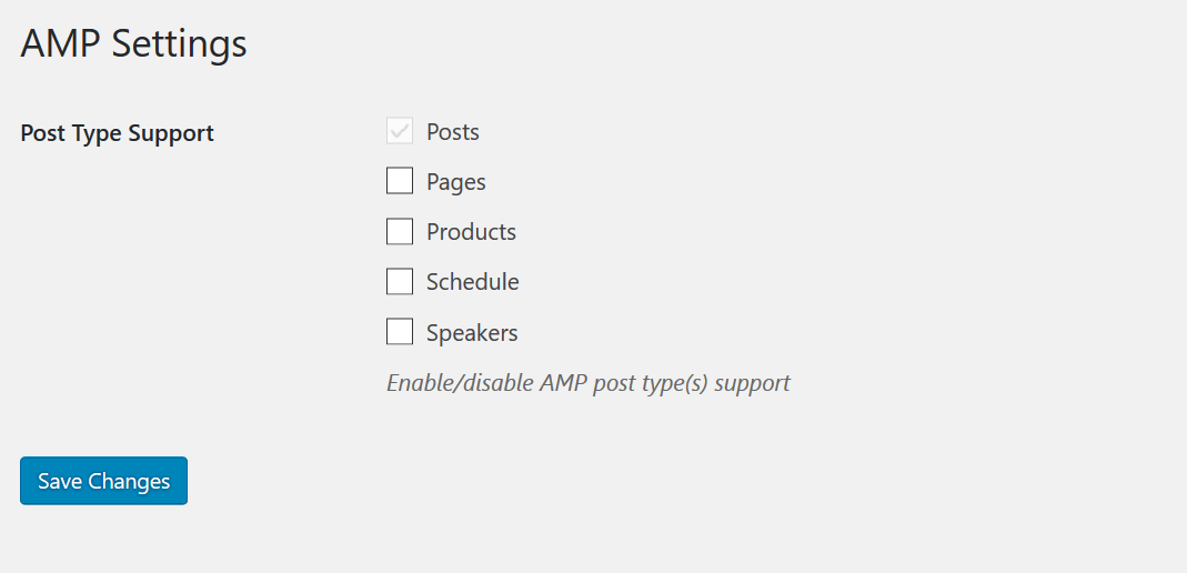 WordPress AMP Settings
