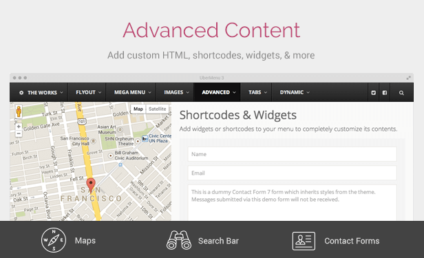 UberMenu Advanced Content Integration