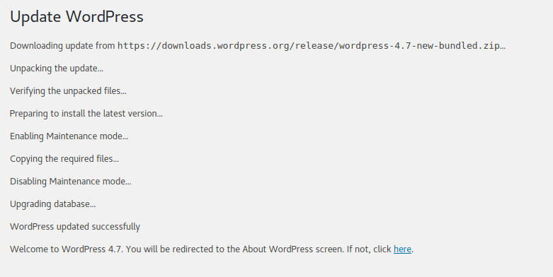 Update WordPress to version 4.7 Vaughn