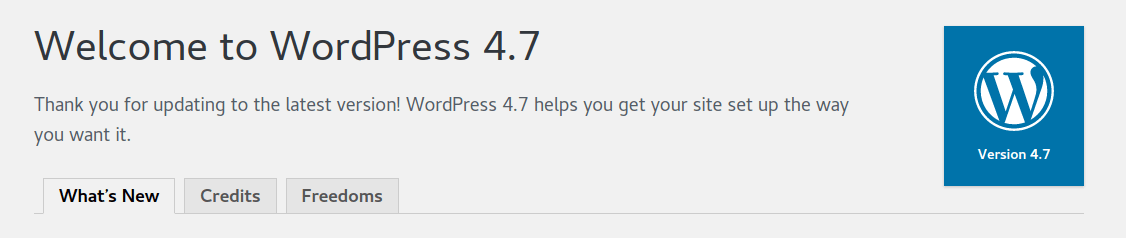 Welcome to WordPress 4.7