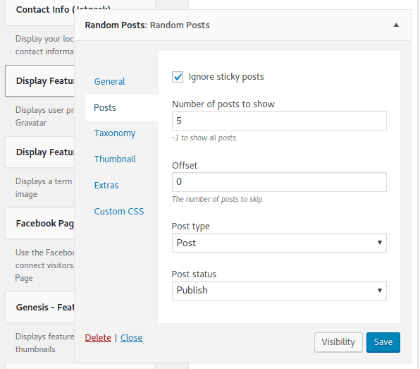 Advanced Random Posts Widget Settings
