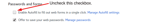 Disable Autofill on Chrome