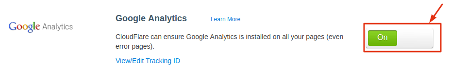 Google Analytics App Active on Cloudflare