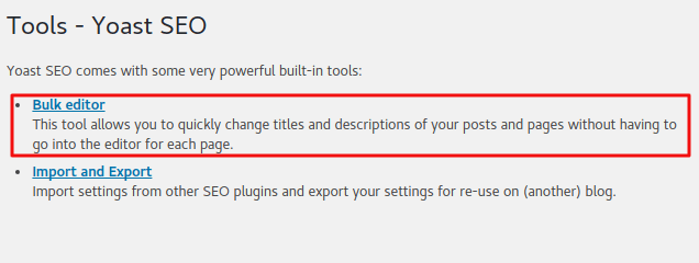Yoast Bulk Editor