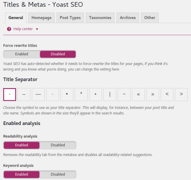 Yoast Titles & Metas