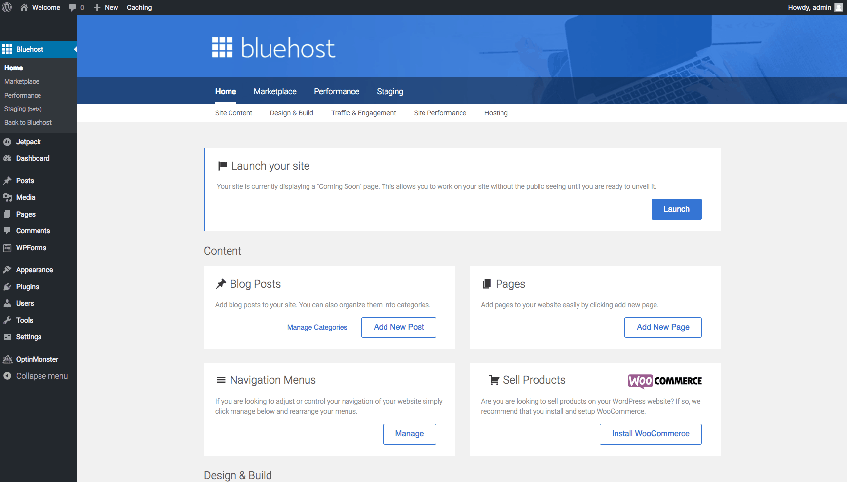 Launch WordPress Site on Bluehost