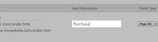 AWeber Goal Description tab