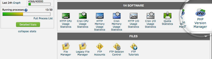 cPanel PHP Version Manager