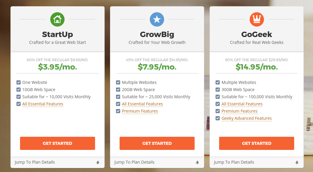 SiteGround Shared Hosting Plans Compared