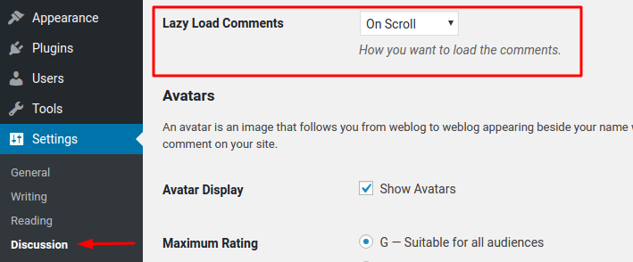 Lazy Load Comments - On Scroll