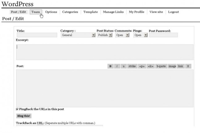 WordPress Version 0.70