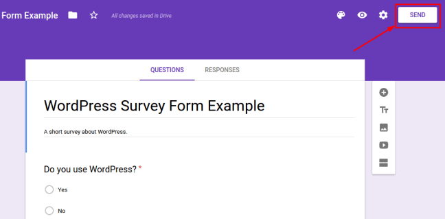 Google Forms Send Button Example