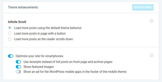 Jetpack Infinite Scroll & Mobile Theme