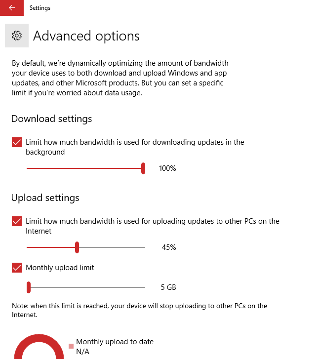 Windows 10 Updates Delivery Optimization Advanced Settings