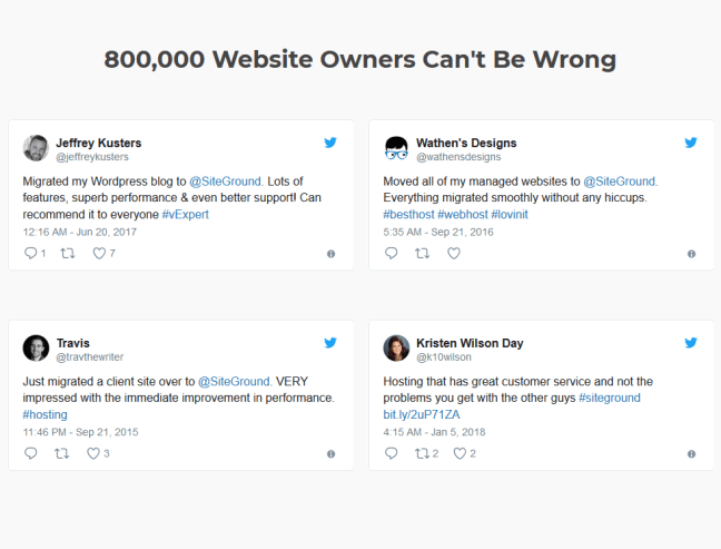 SiteGround Hosting Real Honest User Reviews And Ratings - SiteGround Social Proof