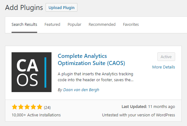 Complete Analytics Optimization Suite (CAOS) WordPress Plugin