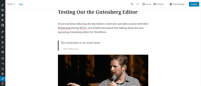WordPress Gutenberg Editor Distraction Free Mode