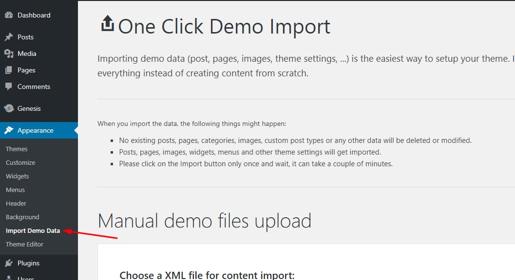 automatic demo content import