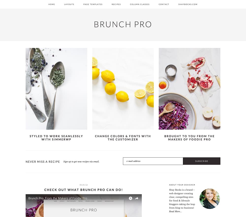brunch pro - best premium WordPress theme for food bloggers