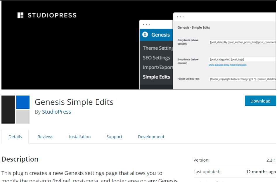 genesis simple edits plugin