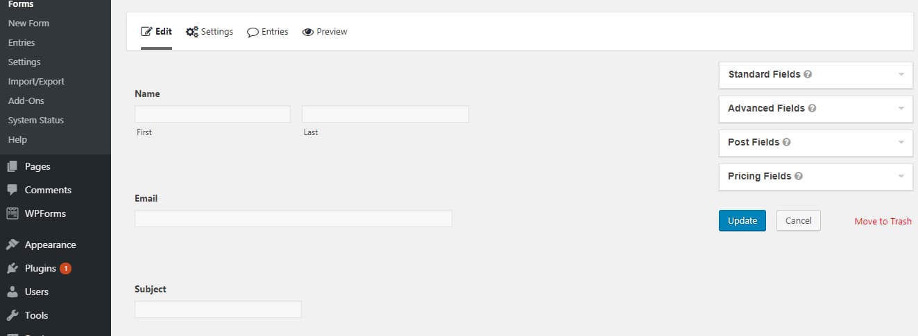 create forms using gravity forms