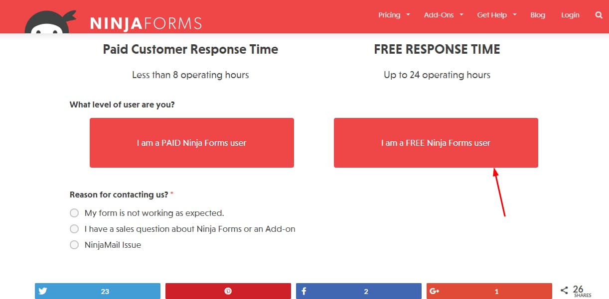 ninja forms free support