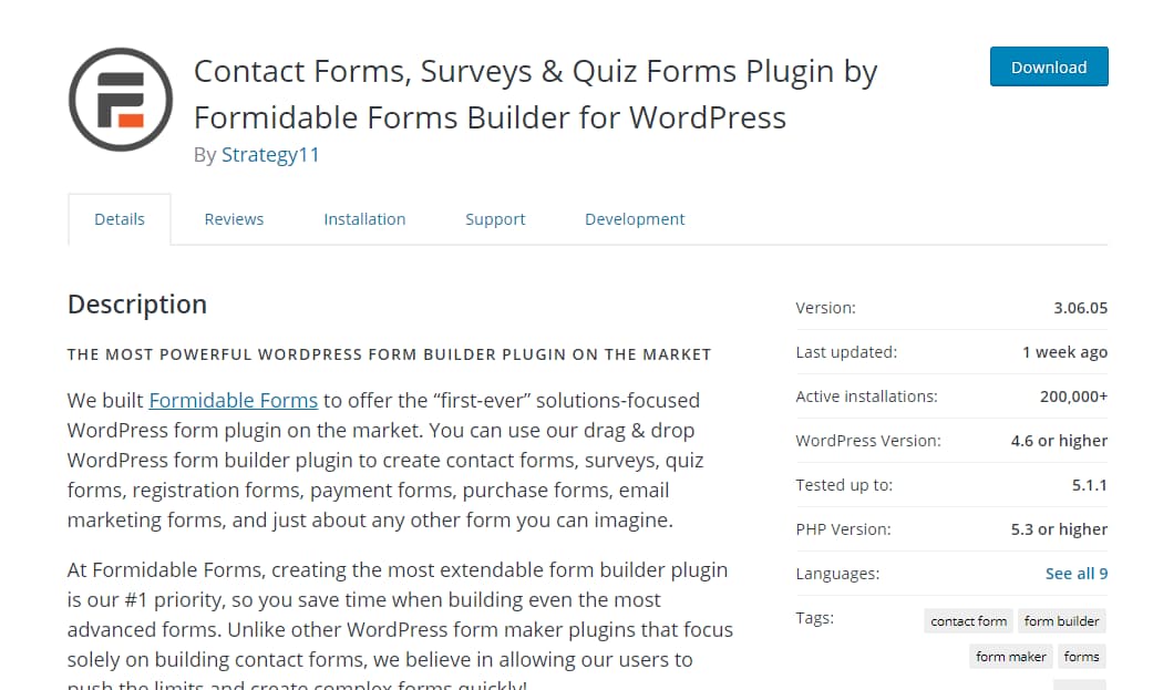 formidable forms lite free version plugin