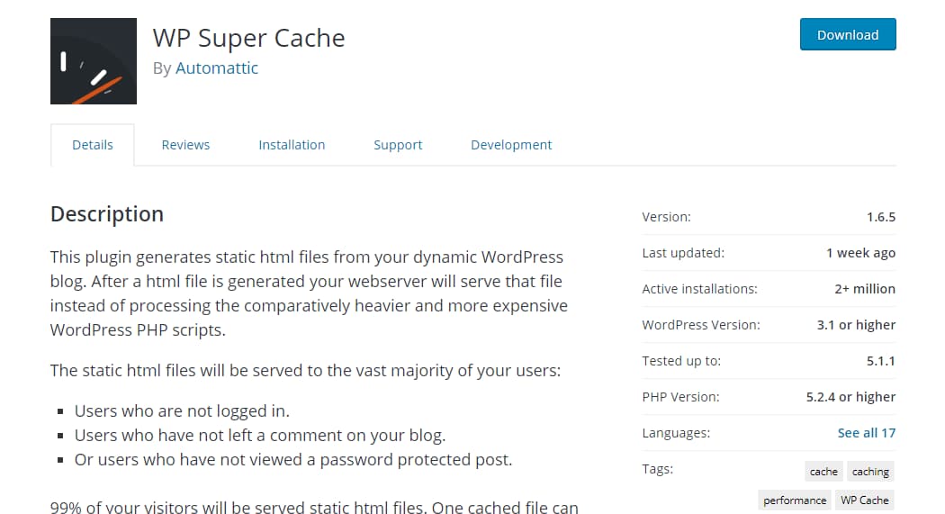 wp super cache - wordpress caching plugin