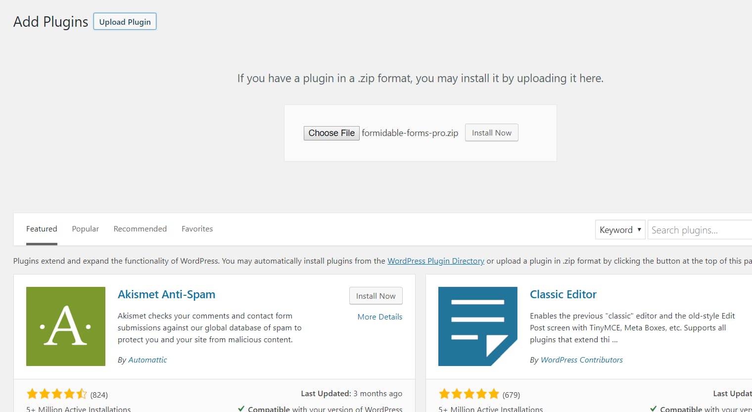 install formidable forms pro plugin