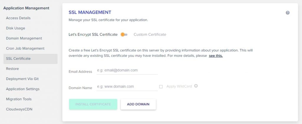 Install Free (Lets Encrypt) SSL Certificate on Cloudways
