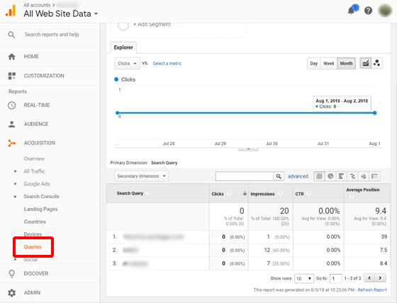 google analytics search queries report