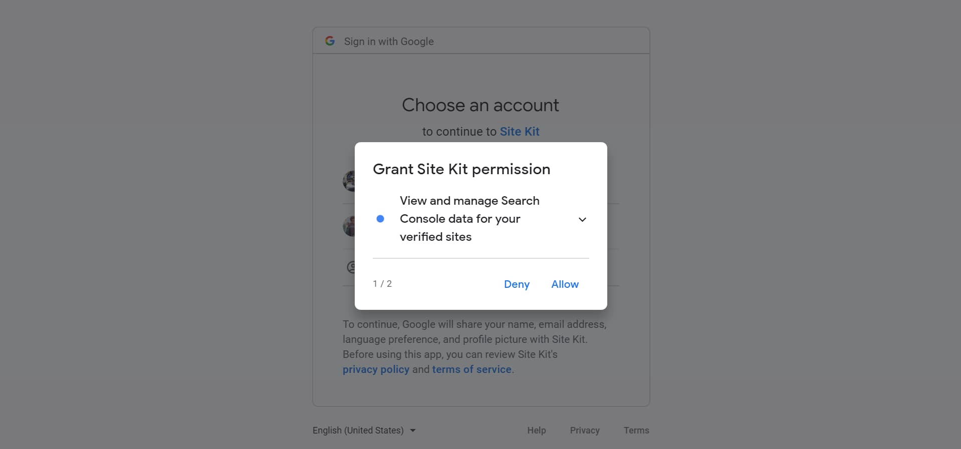 grant google site kit permissions