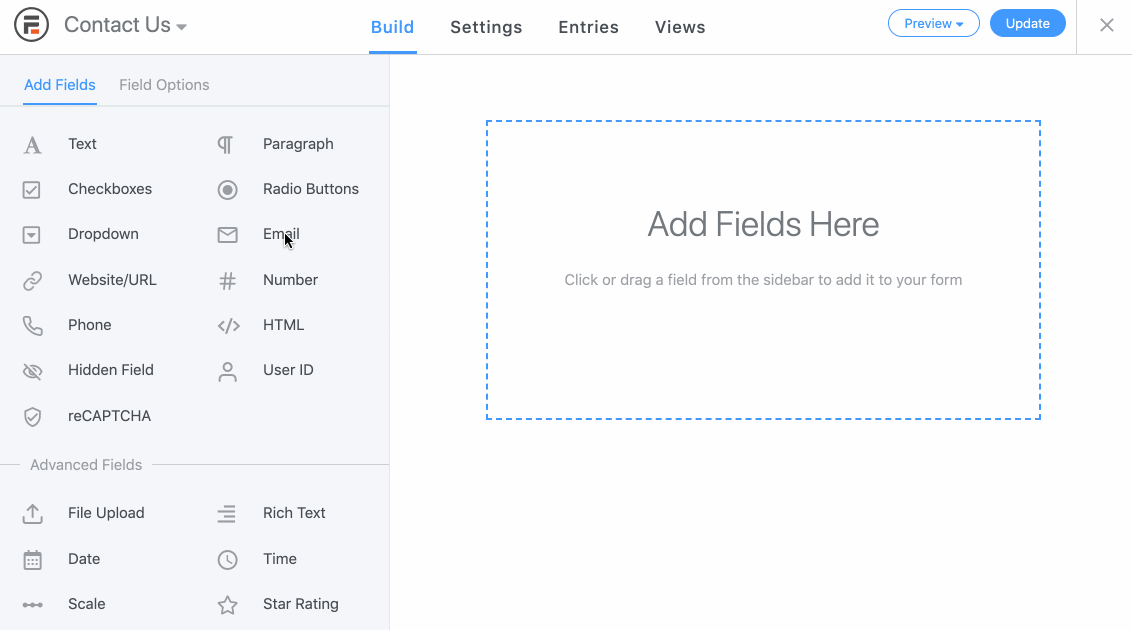 create a form using drag and drop form builder