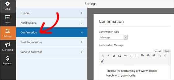 wpforms donation confirmation settings
