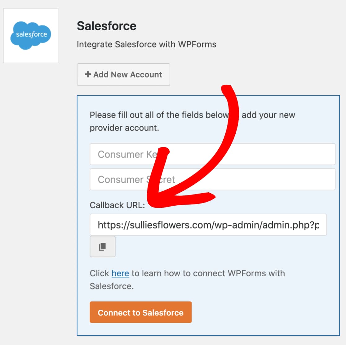 wpforms salesforce integration callback url