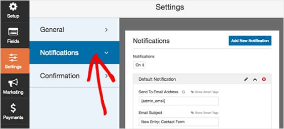 wpforms notifications and confirmation settings
