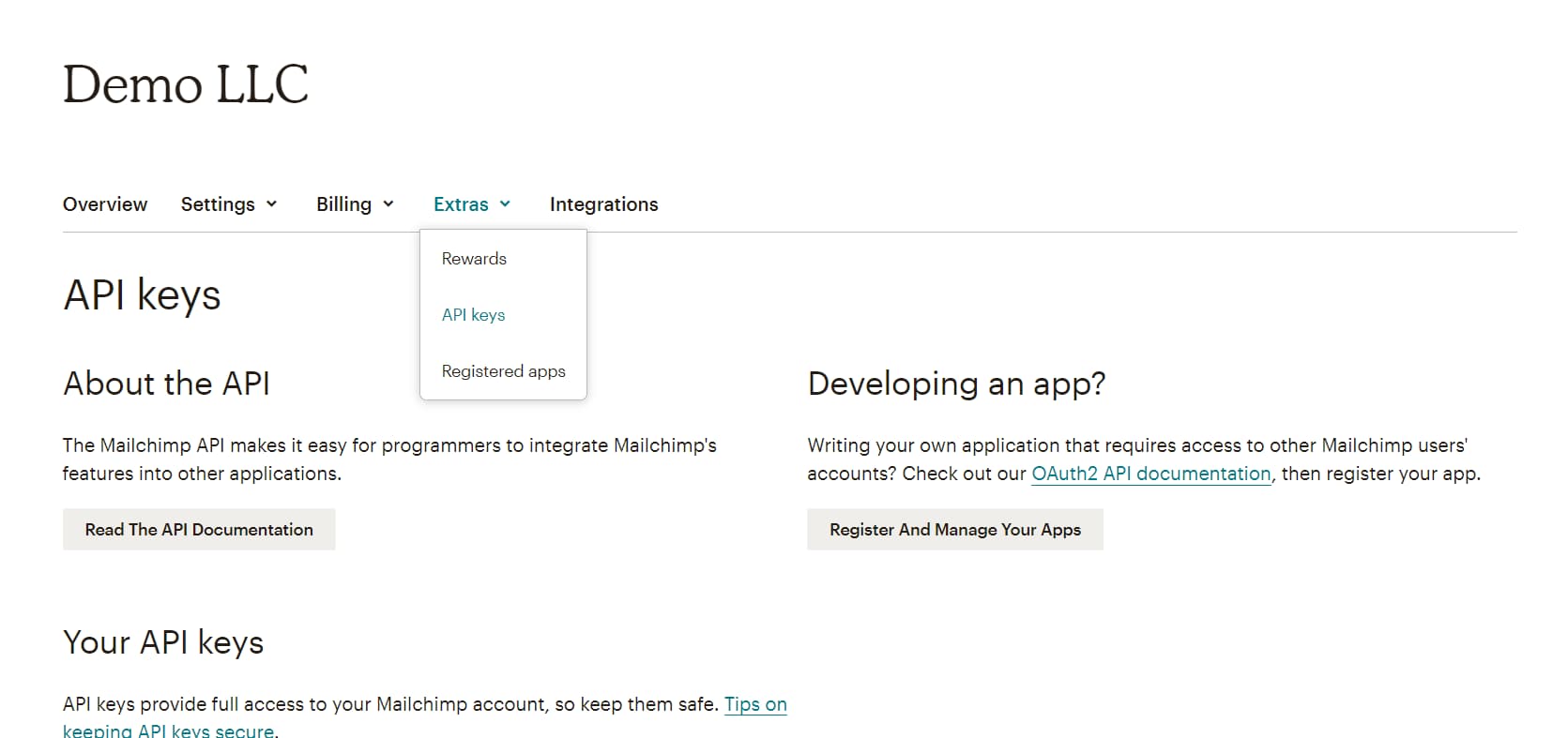 mailchimp api keys