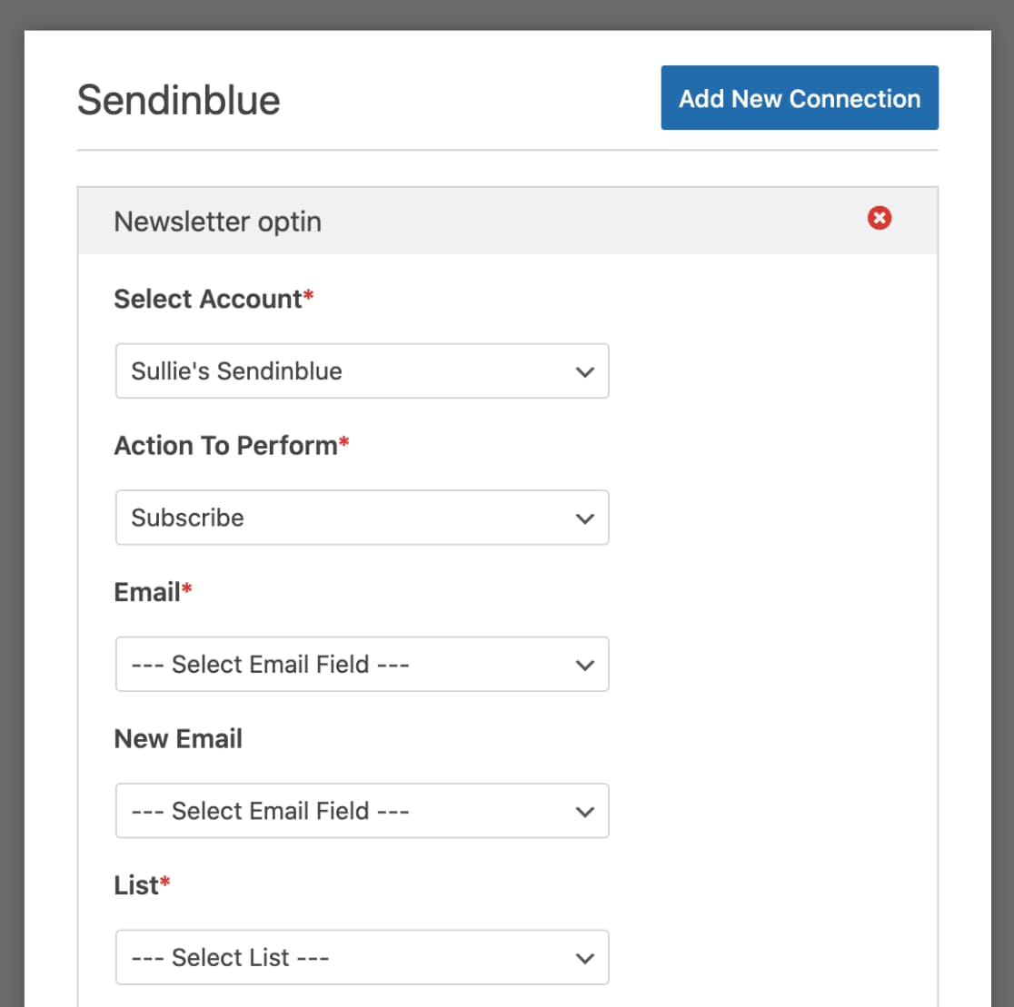 configure sendinblue subscribe settings using wpforms