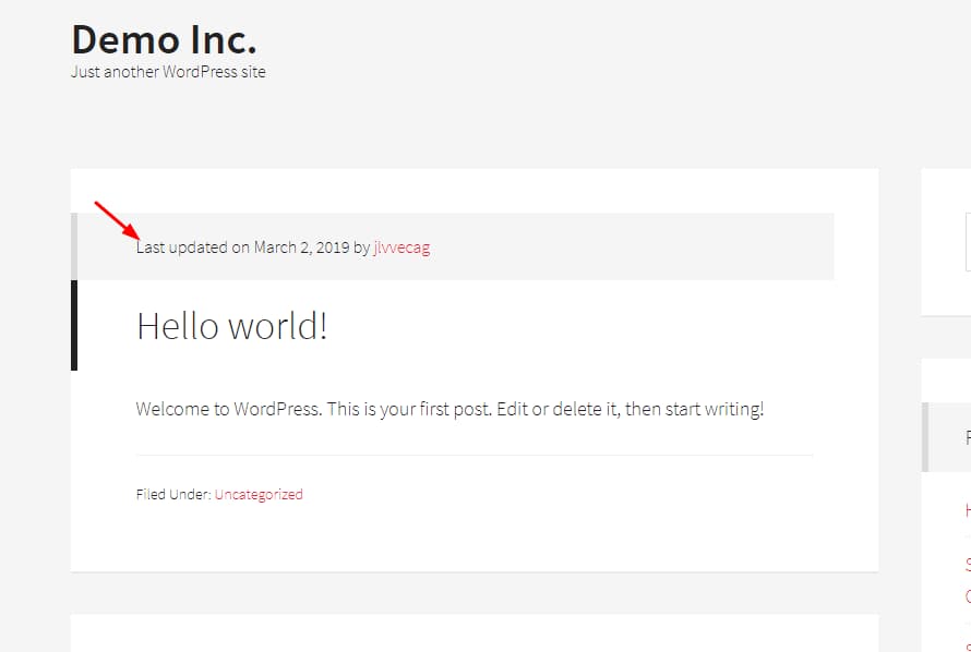 genesis framework last updated date php code