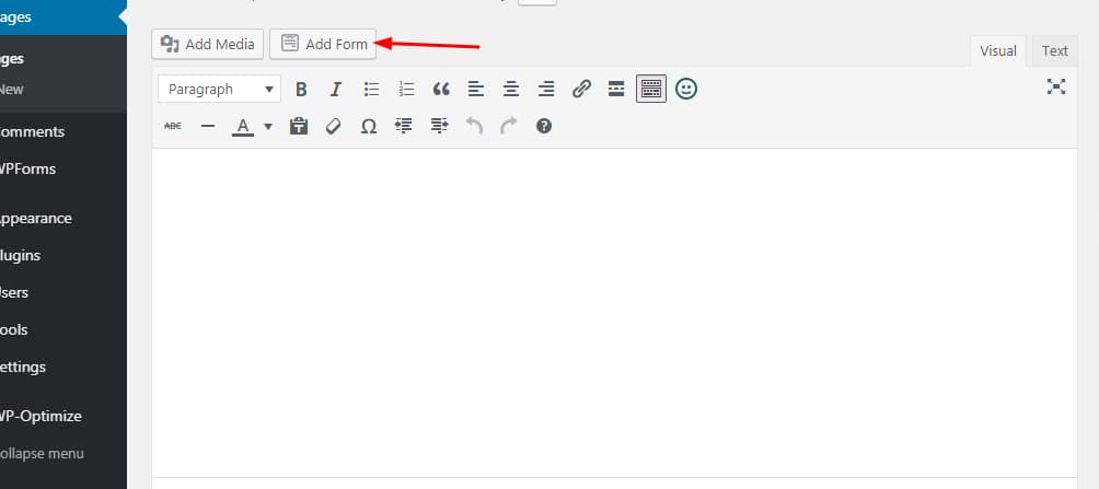 insert wpforms in wordpress