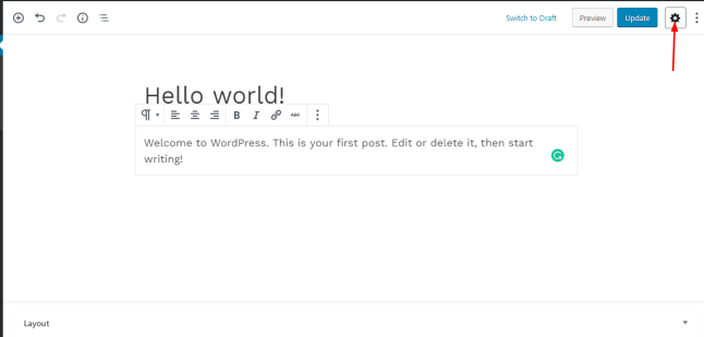 Gutenberg editor distraction free writing experience