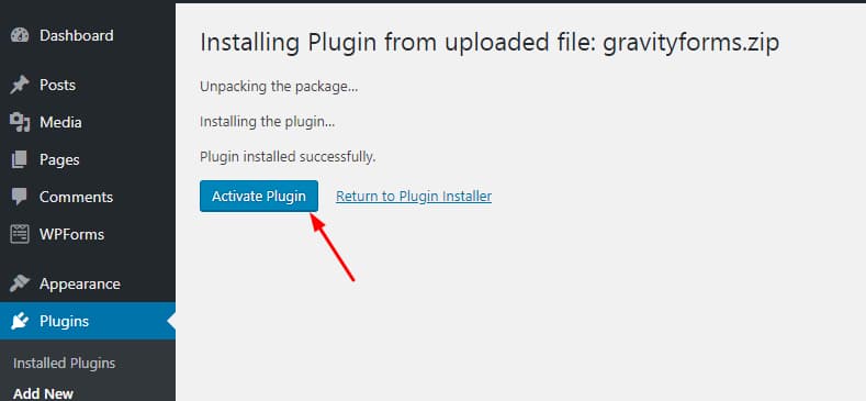 activate gravity forms