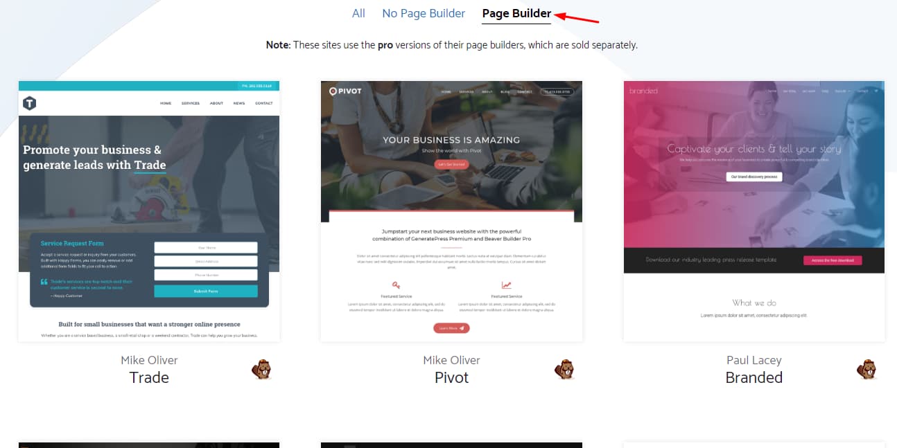 generatepress page builder compatibility