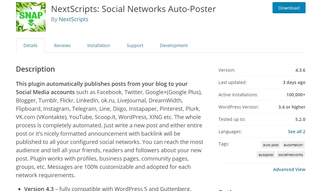 nextscripts - social networks auto poster wordpress plugin