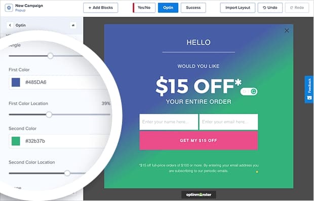 customize optinmonster exit intent popup