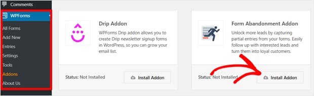 wpforms form abandonment addon