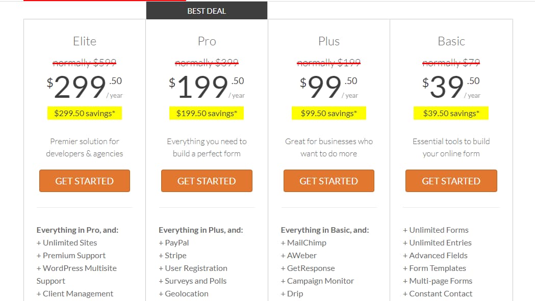 wpforms pricing