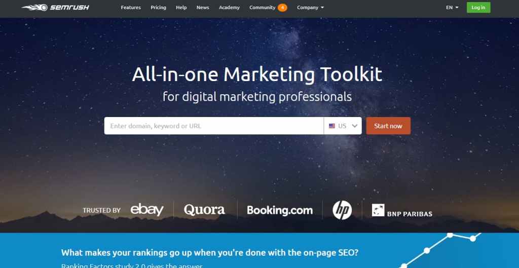 semrush - marketing analytics and keyword research software