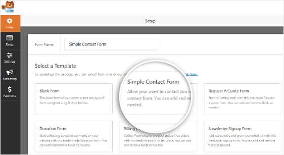 simple contact form template