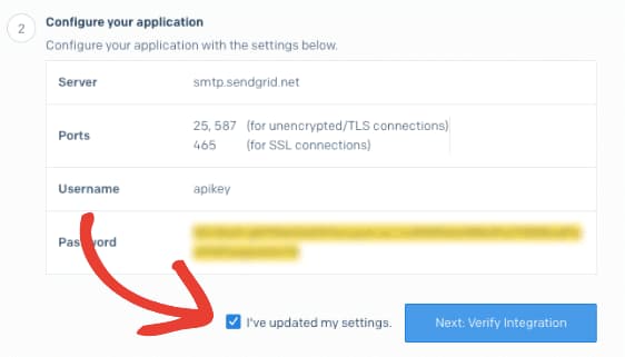 sendgrid smtp configuration verification